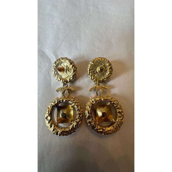 Chanel Modern Pearl and Rhinestone Pendant Statement Pierced Earrings CGHW - Picture 6 of 8